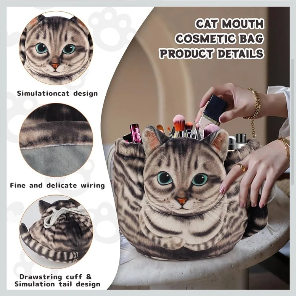 Cat Drawstring Makeup Bag